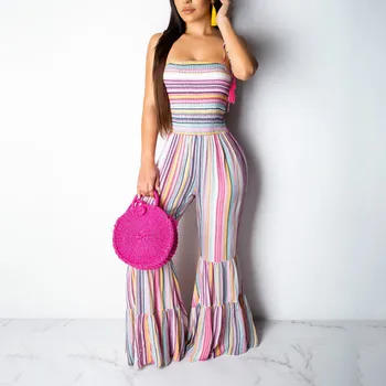 

Women Summer wide legs Bodycon Boho Jumpsuit Romper sleeveless strap Long Trousers Clubwear Beach Party Jumpsuits Playsuits