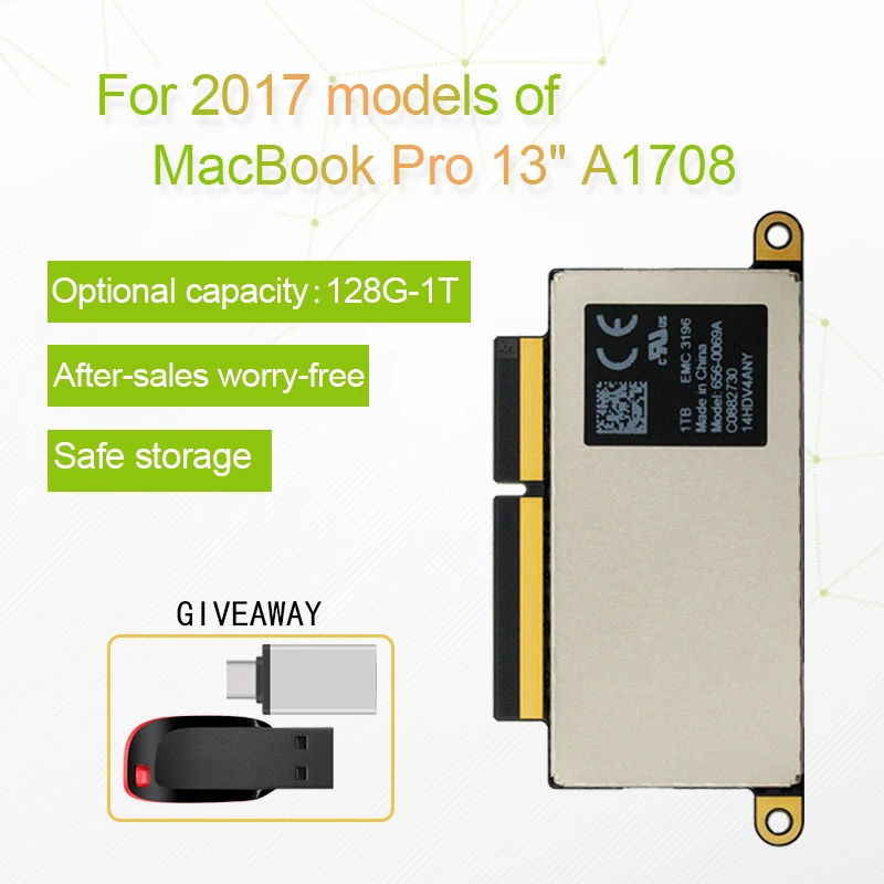 A1708 твердотельный диск для ноутбука 128 ГБ 256 512 1 ТБ для Macbook Pro retina 13,3 "2017 год 1708 твердотельный диск PCI-E EMC 3164 EMC 2978