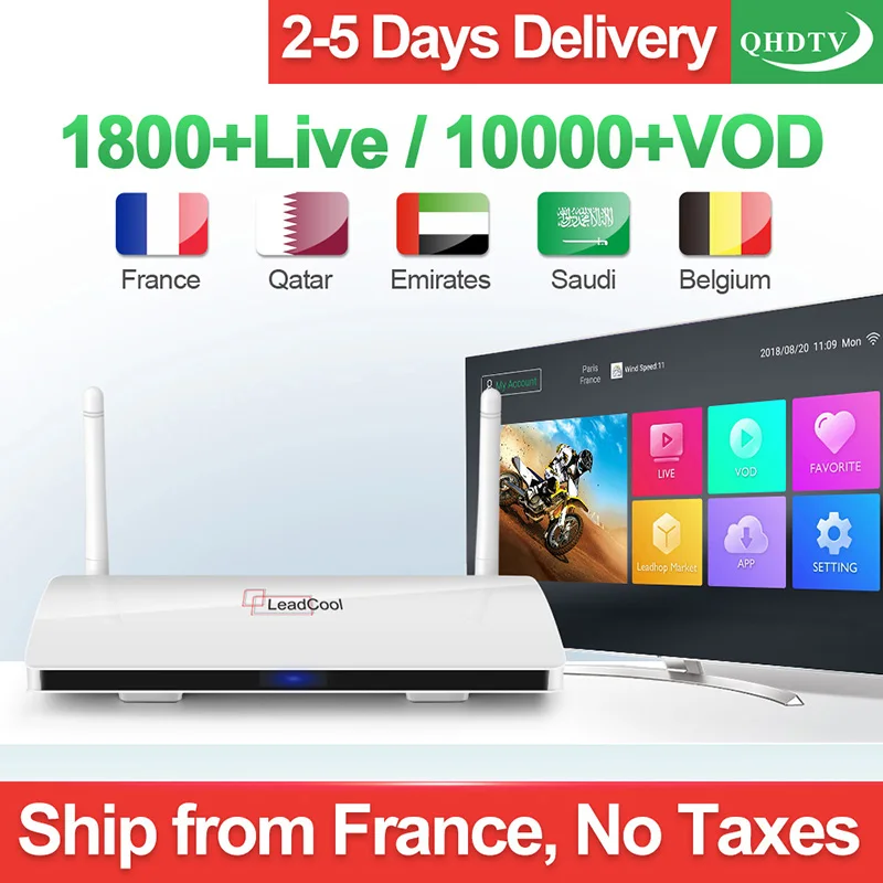  Leadcool QHDTV IPTV Box French Arabic IPTV 1 Year Subscription Code Smart Android Netherlands Franc