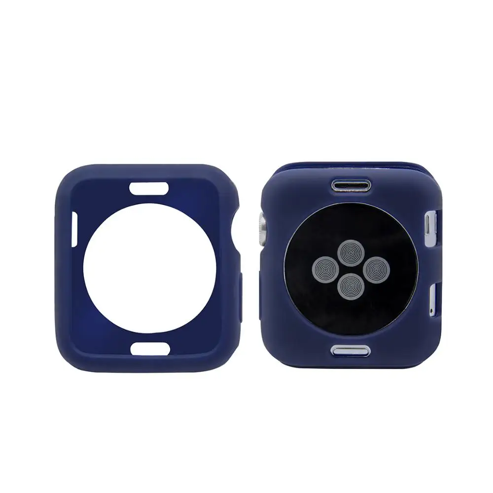 dark blue Чехол для Apple Watch 4 5 Чехол-бампер 38 мм 42 мм ТПУ карамельного цвета протектор для iwatch серии 3 2 1 40 мм 44 мм чехол для Apple Watch - Цвет: dark blue