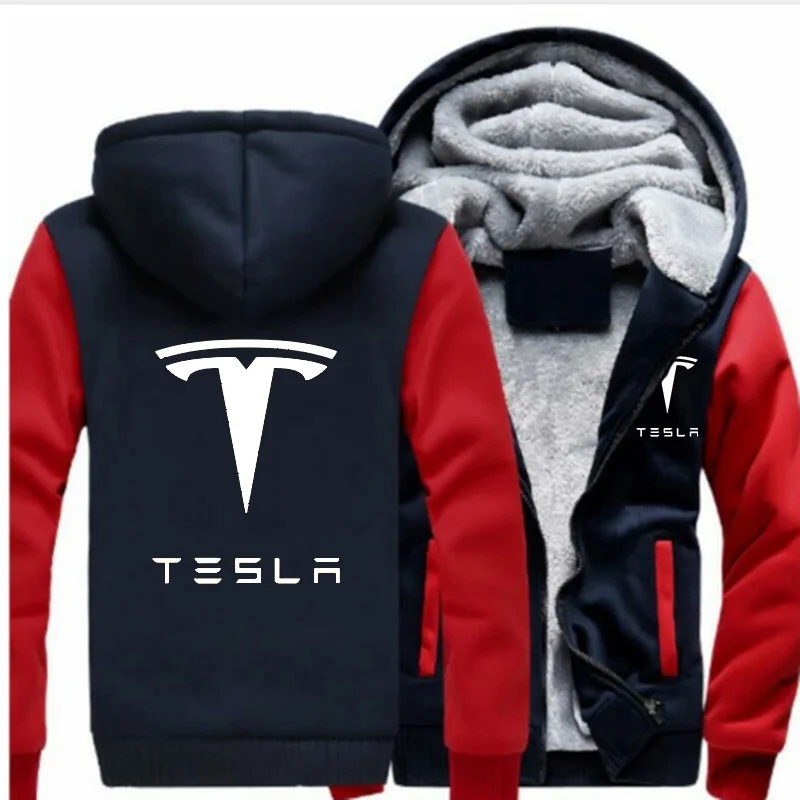 Новинка, толстовки на молнии, мужские, утепленные, Tesla Motors, фирменный логотип, дизайнерская, белая, с принтом, толстовка, спортивное пальто, мужская повседневная верхняя одежда, куртки - Цвет: 8