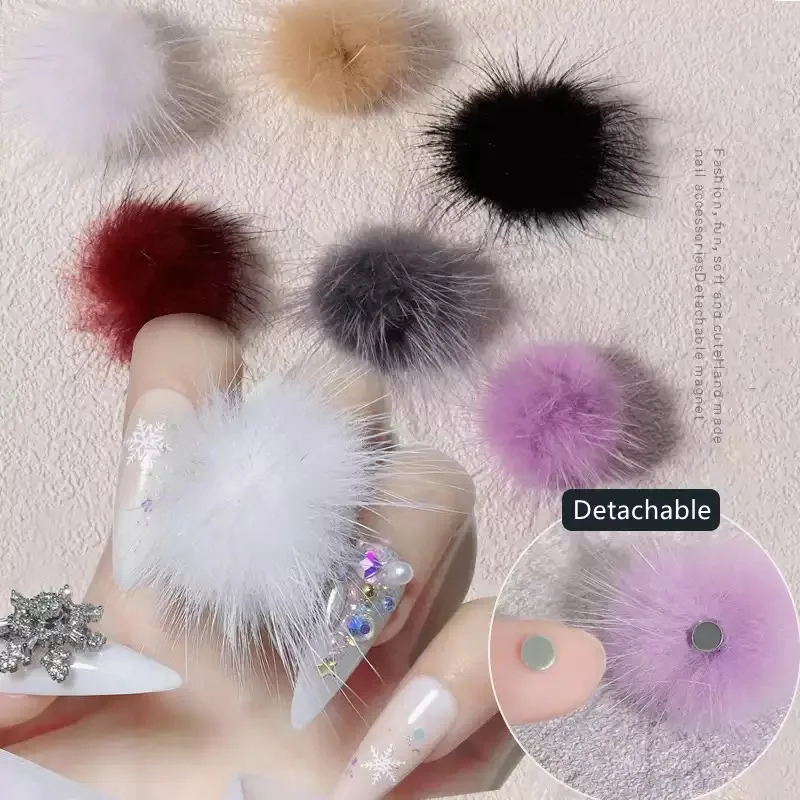 5pcs Magnetic Pompoms For Nails Art Charms Design Detachable