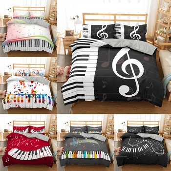 

Bedding Sets 3D Piano Duvet Microfiber Cover Set Comforter Bed Linen Pillowcase King Queen Full Double Home Texitle