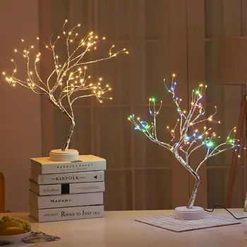 

Led Tree Lamp Touch Screen Pearl Color Lamp Copper Wire Lamp Gift Decoration Small Night Light