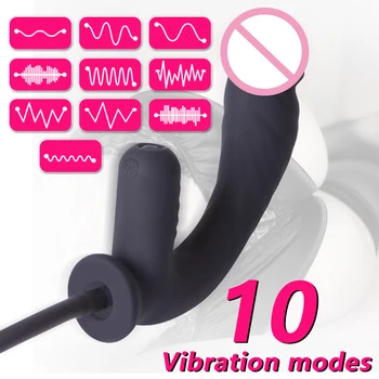 Inflatable Vibration Anal Plug Dilator Silicone Anal Pump Expandable Clitoris Stimulation Massage Female Masturbation Vibrator 3