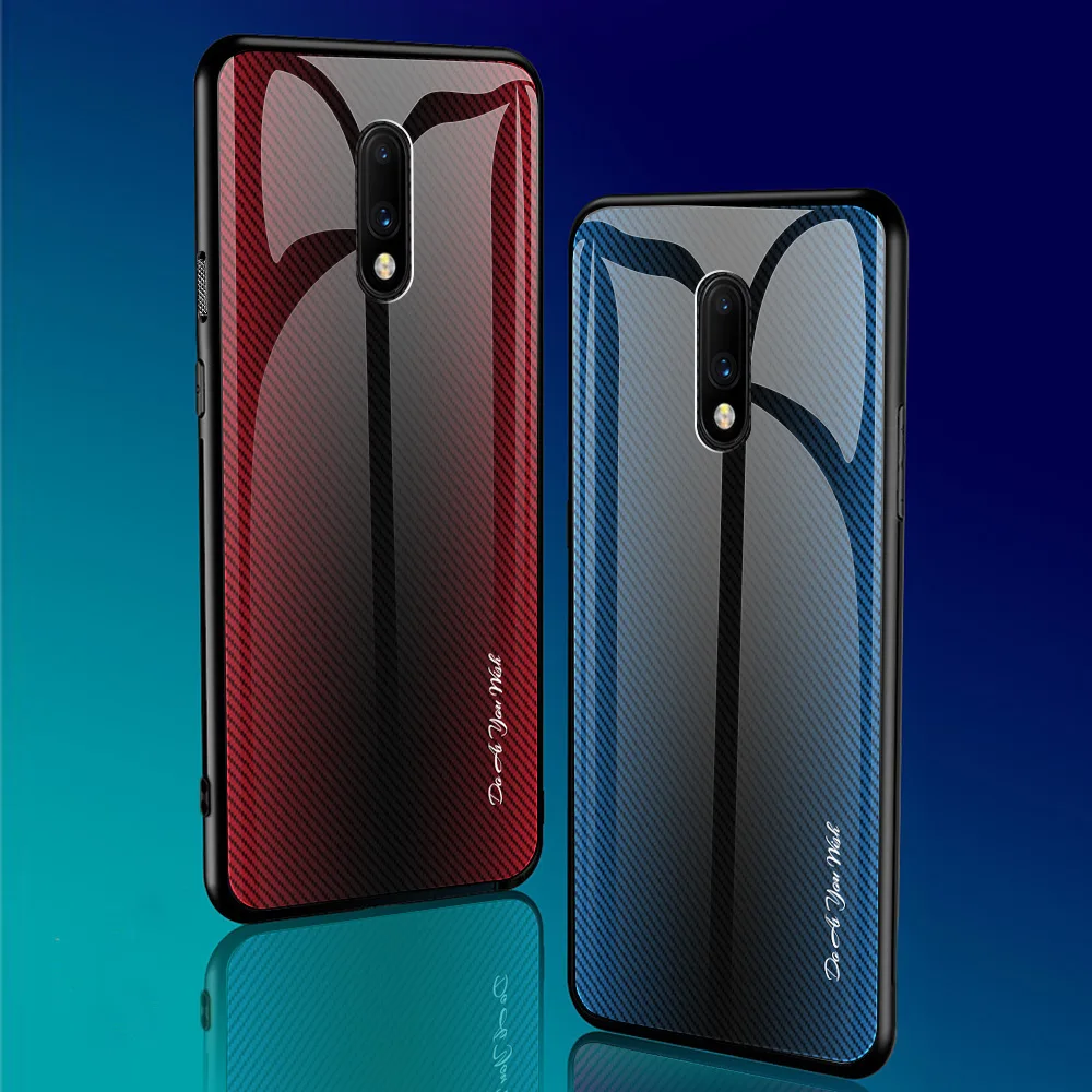 Для Oneplus 7 модный ударопрочный бампер из закаленного стекла с градиентным цветом для Oneplus 7 Pro Coque
