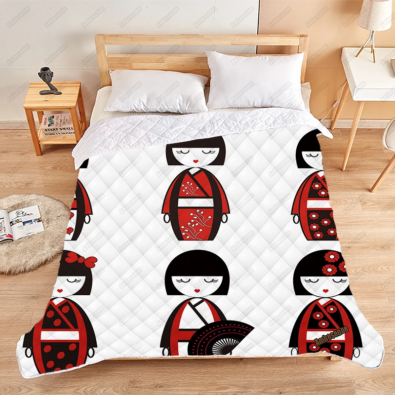 Japanese Female Dolls Inspired By Asian Culture Quilt Summer Comforter All Season for Bed Soft Warm Dropshipping | Дом и сад