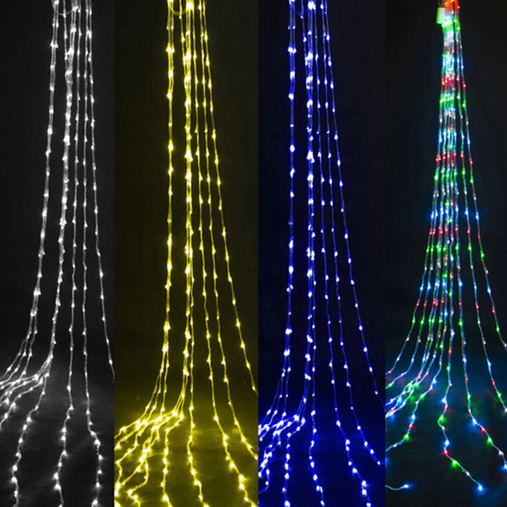 3X3M LED Waterfall Waterproof Meteor Shower Rain String Light Christmas Wedding Curtain Icicle Fairy String Garland Decor lights 13