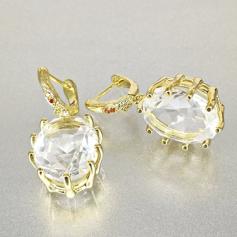 DreamCarnival1989 Women Dangle Earrings Big Clear White Zircon 18mm Shiny Fine Cut Dating Fashion Jewelry New Year Gift WE4108W