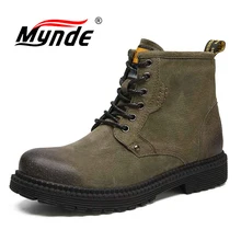 Новинка; сезон осень-зима; модные мужские ботинки; теплые плюшевые зимние ботинки; уличная прогулочная обувь; мужские Ботильоны; рабочие безопасные ботинки на шнуровке