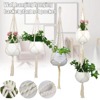 

Hot Macrame Plant Hanger Indoor Outdoor Hanging Plant Holder Hanging Planter Stand Flower Pots for Decorations D6