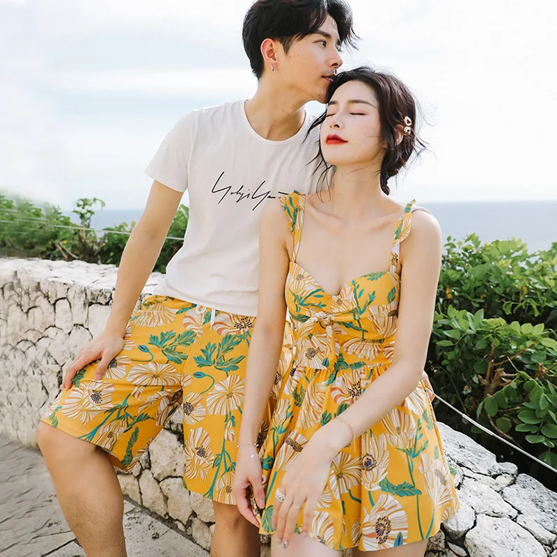 

INS Wind Couples Bathing Suit Women's Conservative Dress Tour Bathing Suit Slimming Belly Covering Small Bust Gathering Beach Ho
