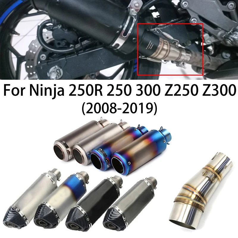 Motorcycle Exhaust Mid Pipe Muffler DB Killer Full System for Kawasaki