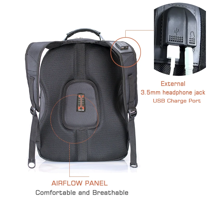 Crossten Швейцарский Многофункциональный Водонепроницаемый рюкзак для ноутбука 17,", USB порт для зарядки, школьная сумка большой емкости, дорожная сумка