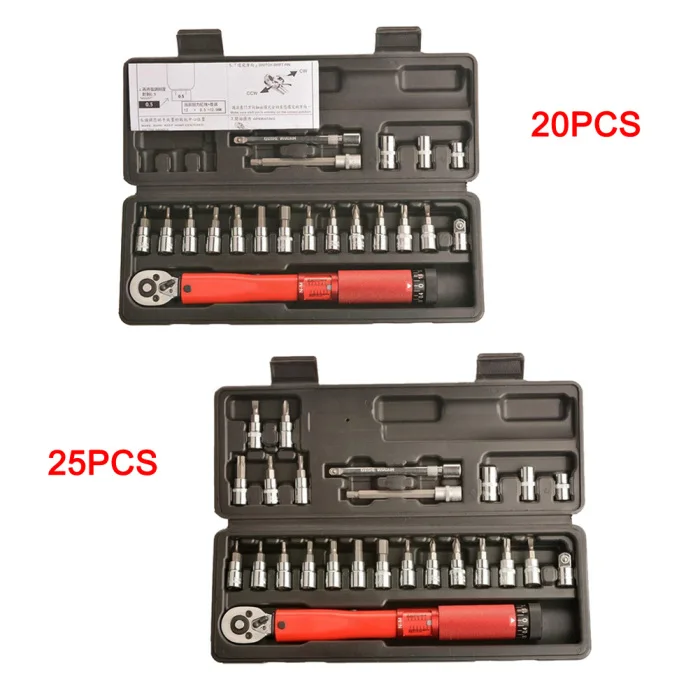 20/25 шт. для ремонта велосипеда ключ с регулируемым крутящим моментом Реверсивный Нажмите Динамометрический ключ TSH магазин