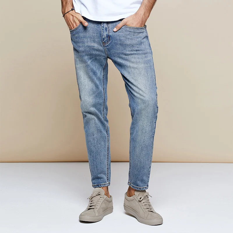 KUEGOU осенние хлопковые синие обтягивающие джинсы для мужчин, уличная одежда, брендовые облегающие джинсовые штаны для мужчин, хип-хоп Стрейчевые новые брюки 2973 - Цвет: Blue