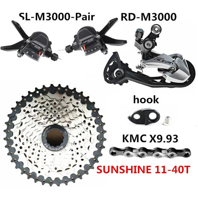 SHIMANO ACERA SL-M3000 относится к 9-27-скорость горный велосипед RD-M3000 солнце 9S маховик KMC X9 переключения комплект - Цвет: Pair 40T kit