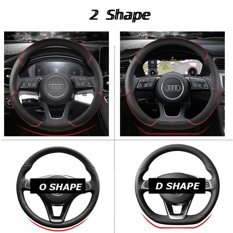 Microfiber Leather Sport Car Steering Wheel Cover Non-slip for Audi A1 8X A2 A3 Q3 Q5 Q2 A4 A5 A6 Avant Auto Accessories steering wheel cover