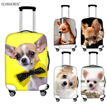 

ELVISWORDS Cute Chiwawa Suitcase Protective Covers For 18"-32" Suitcase Elastic Thick Zipper Dust Rain Cover Travel Accessories