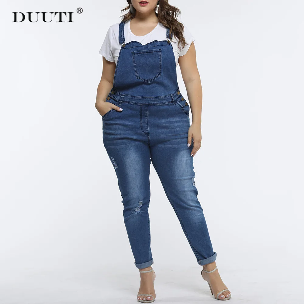 

DUUTI Jeans Bib Pants Women Spring Autumn Pockets Loose Wild Style Age-reducing Casual Large Size Streetwear Denim Overalls D25