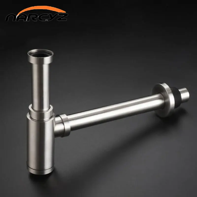 ขวดกับดักอ่างล้างหน้าท่ออ่างล้างหน้าระบายน้ำระงับกลิ่นกาย Pop Up ท่อระบายน้ำ SUS304สแตนเลส P-TRAP ท่อ Waste AG-027 1