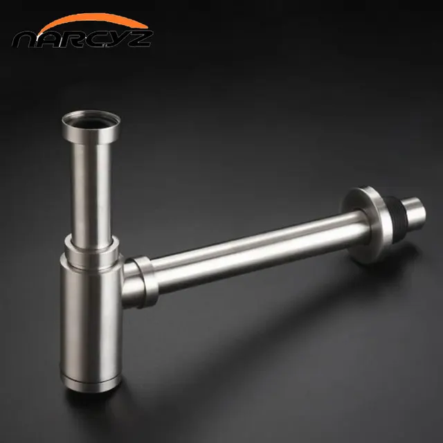 ขวดกับดักอ่างล้างหน้าท่ออ่างล้างหน้าระบายน้ำระงับกลิ่นกาย Pop Up ท่อระบายน้ำ SUS304สแตนเลส P-TRAP ท่อ Waste AG-027 1