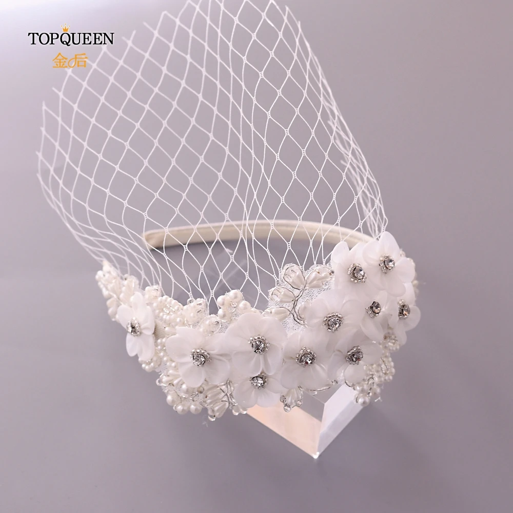 TOPQUEEN S355-WS свадебная фата Фата невесты с цветами клетка veu de noiva аксессуар для волос mariage свадебные аксессуары для волос