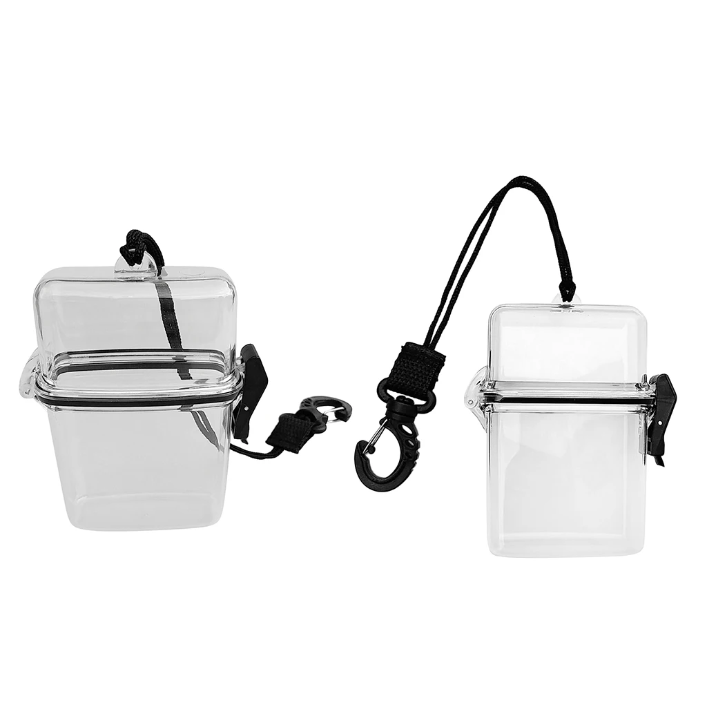 Pack of 2 Scuba Diving Waterproof Dry Box Case Container, Floating Watertight Money ID Card Badge Holder with Lanyard and Clip