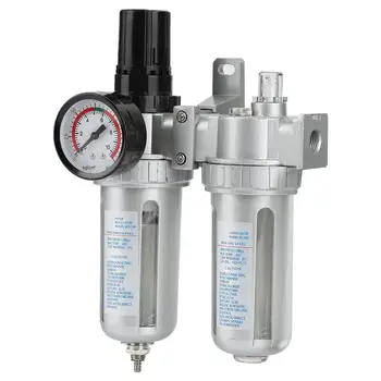 

Pneumatic Air Pressure Filter Regulator Lubricator Moisture Water Trap Cleaner Oil-water Separator 1/4'' Optional Pressure Reduc