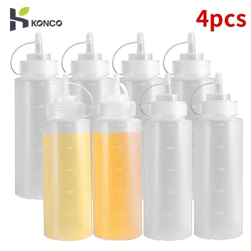 6 Condiment Squeeze Bottles Liquid 8oz BPA Free Plastic Squirt Syrup  Ketchup Oil