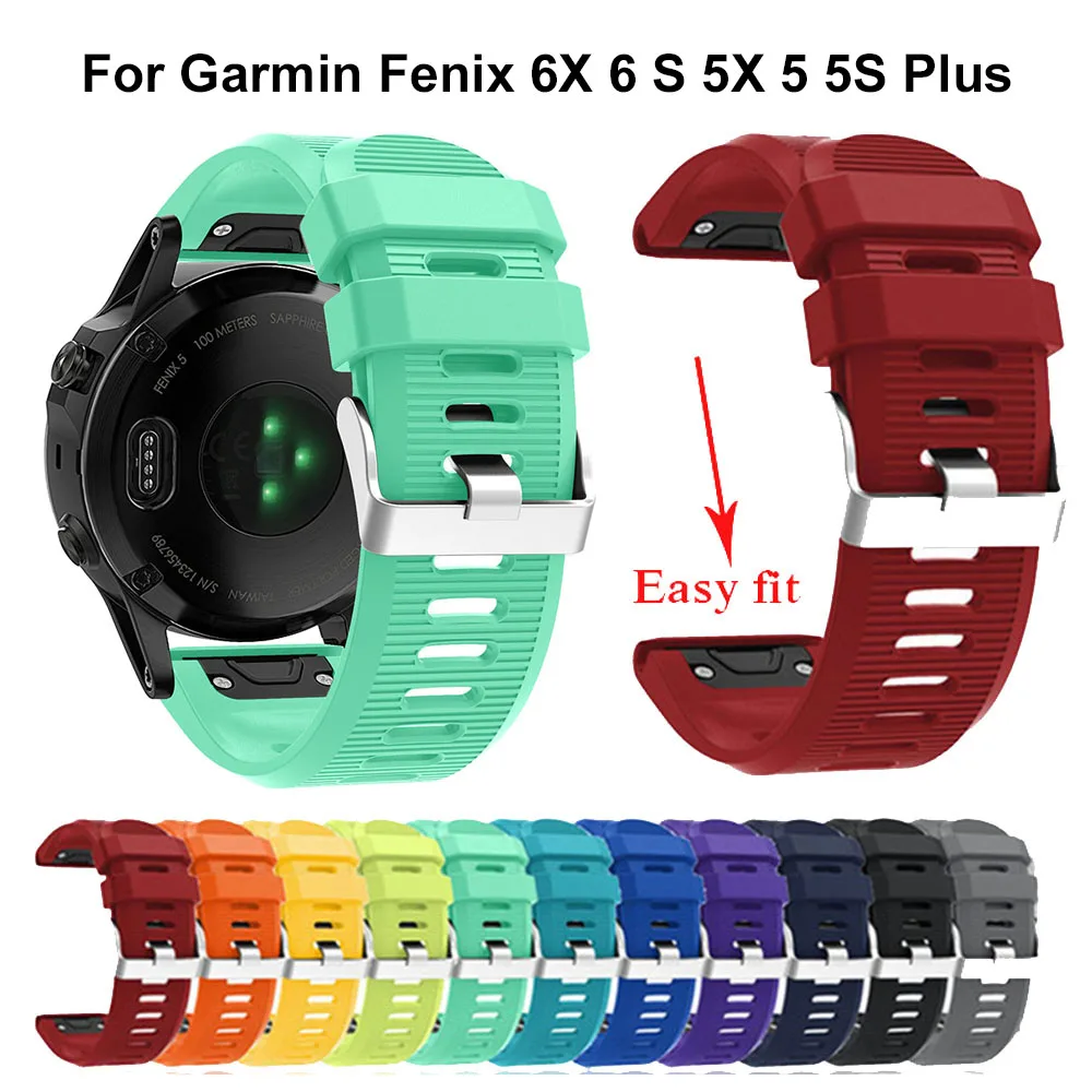 Ремешок для смарт часов 20 22 26 мм Garmin Fenix 5X 5 3 3hr forerunner 935 быстросъемный силиконовый