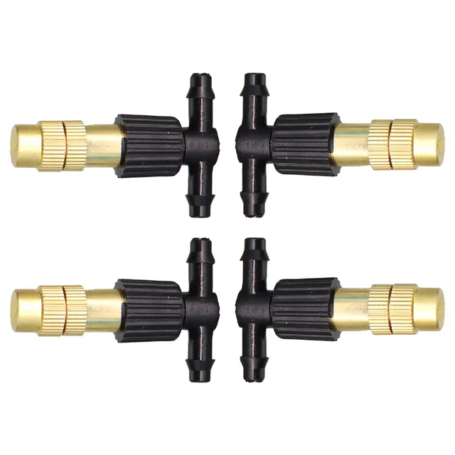 15/25/50/100/200Db Kerti Sárgaréz Ködös Öntözési Fúvóka 1/4 ' Barb Póló Csatlakozó Állítható Rézhűtő Spray Porlasztó - Image 6