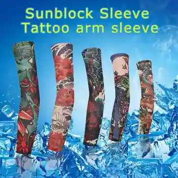 

1pc Tattoo Sleeve Arm Cover 3D Printing Cycling Sleeves UV Protection Seamless Men Women Tattoo Arm Cover