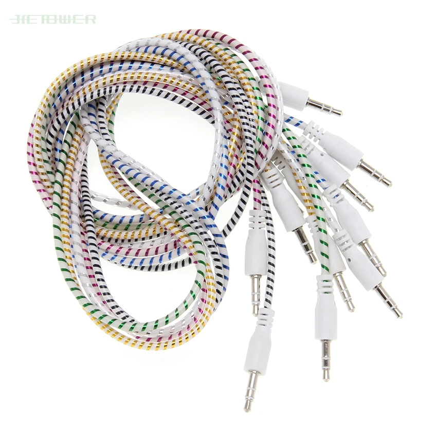 3 5mm Audio Cable Plastic ring 3 5 jack to jack aux cord 1m Headphone Speaker AUX Cable for iphone 5 6 samsung Car MP3 300pcs