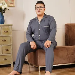 Men's Pajamas Set Home Wear Outside Young Middle-aged Spandex Add Fertilizer To Increase Long Sleeve Lapel Clothing Comfortable