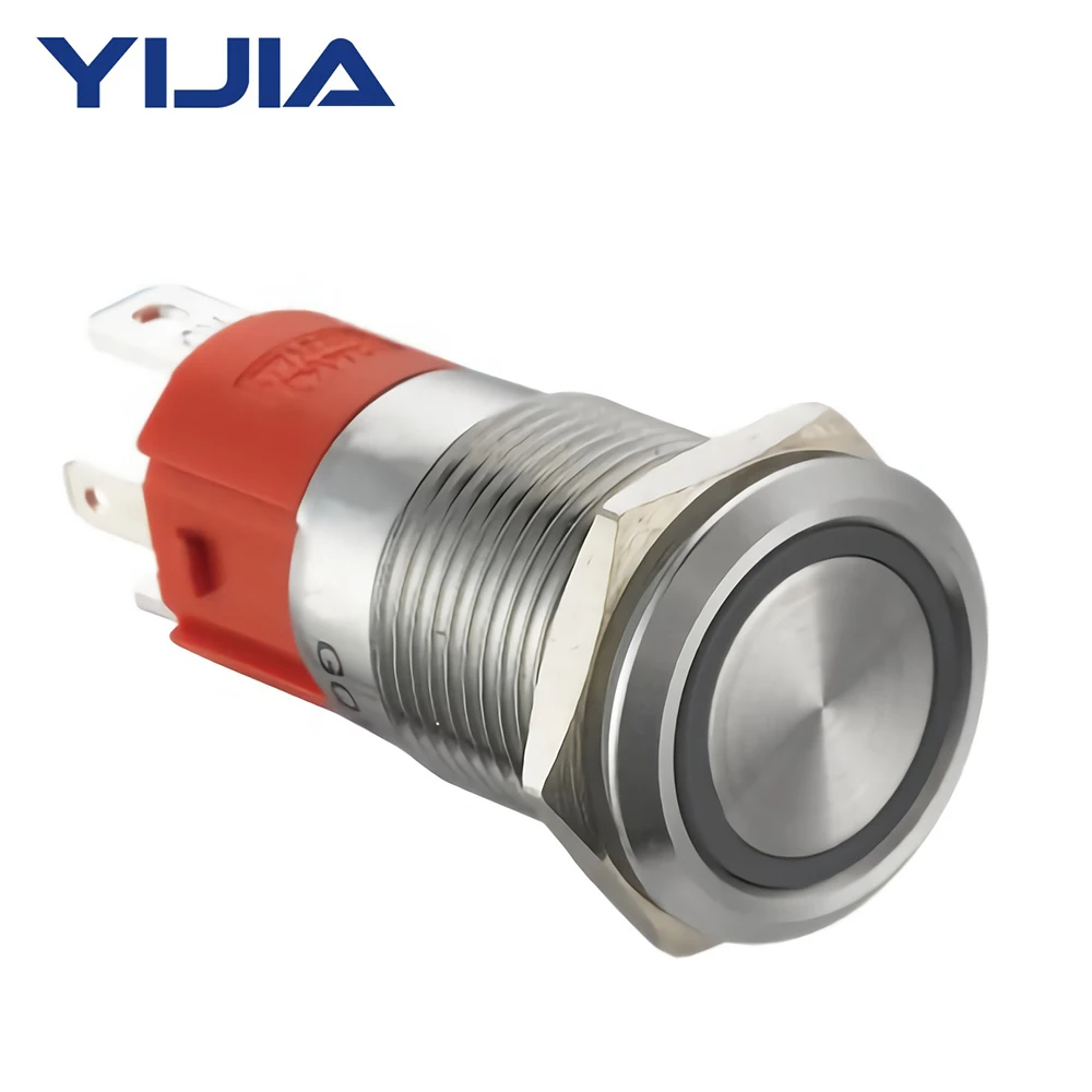 Плоский кнопочный переключатель CNWX 10 Amp 1NO 16mm 12V светодиодный водонепроницаемый