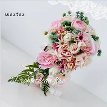 Свадебный букет Розовый Фиолетовый Капля воды Водопад элегантная искусственная лилия невеста, букет невесты Свадебный букет s SPH84