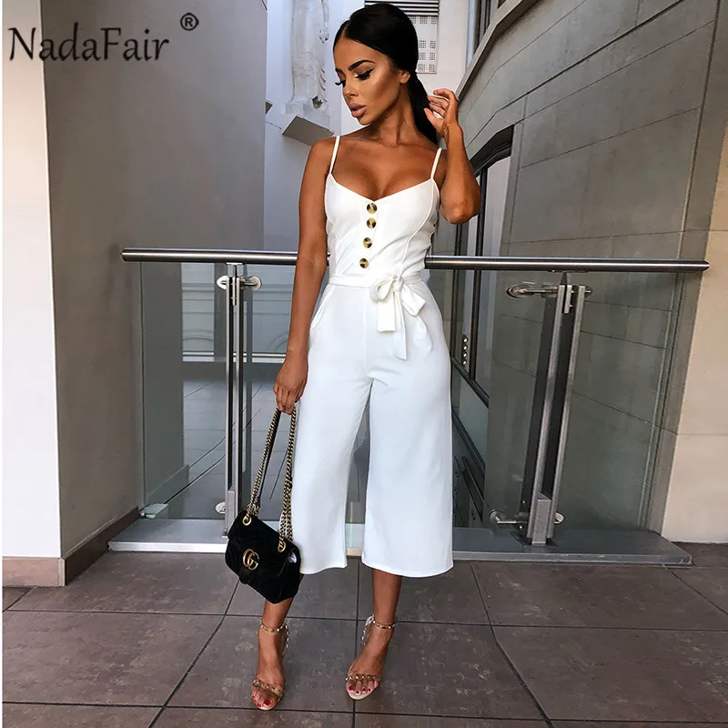 Nadafair Backless Sexy Rompers Womens Jumpsuit Belt Elegant Bandage Plus Size Black Black White Jumpsuit Overalls For Woman Nadafair Backless Sexy Rompers Womens Jumpsuit Belt Elegant Bandage Plus Size Black Black White Jumpsuit Overalls For Woman