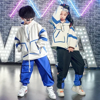 

New Children Hip Hop Costumes 2020 New Spring Autumn Hooded Jacket Jogger Pants Suit Jazz Dance Performance Costume Streetwear