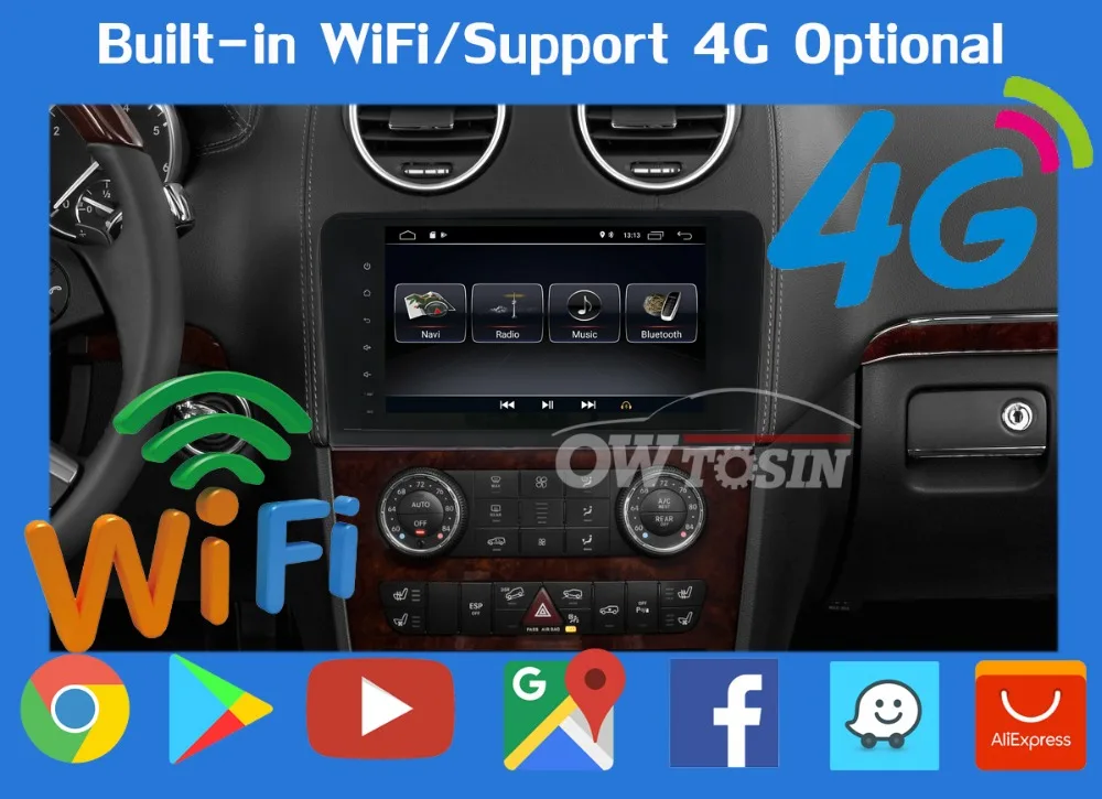 Top 9" Android 9.0 4G+64G Car Multimedia Player For Mercedes Benz GL ML Class W164 ML300 ML320 ML350 ML450 X164 Radio GPS Navigation 18