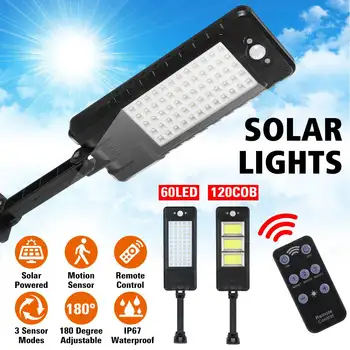 

60LED/120COB Motion Sensor Outdoor Solar Lights IP67 Waterproof 120 Degree Induction 3 Sensor Modes Solar Street Wall Lamp