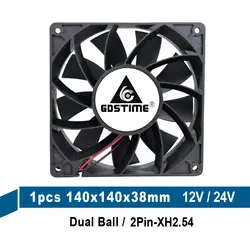 Gdstime – ventilateur de refroidissement à double boule, 12V, 24V, 14cm, 140mm, 140x140x38mm, 14038 