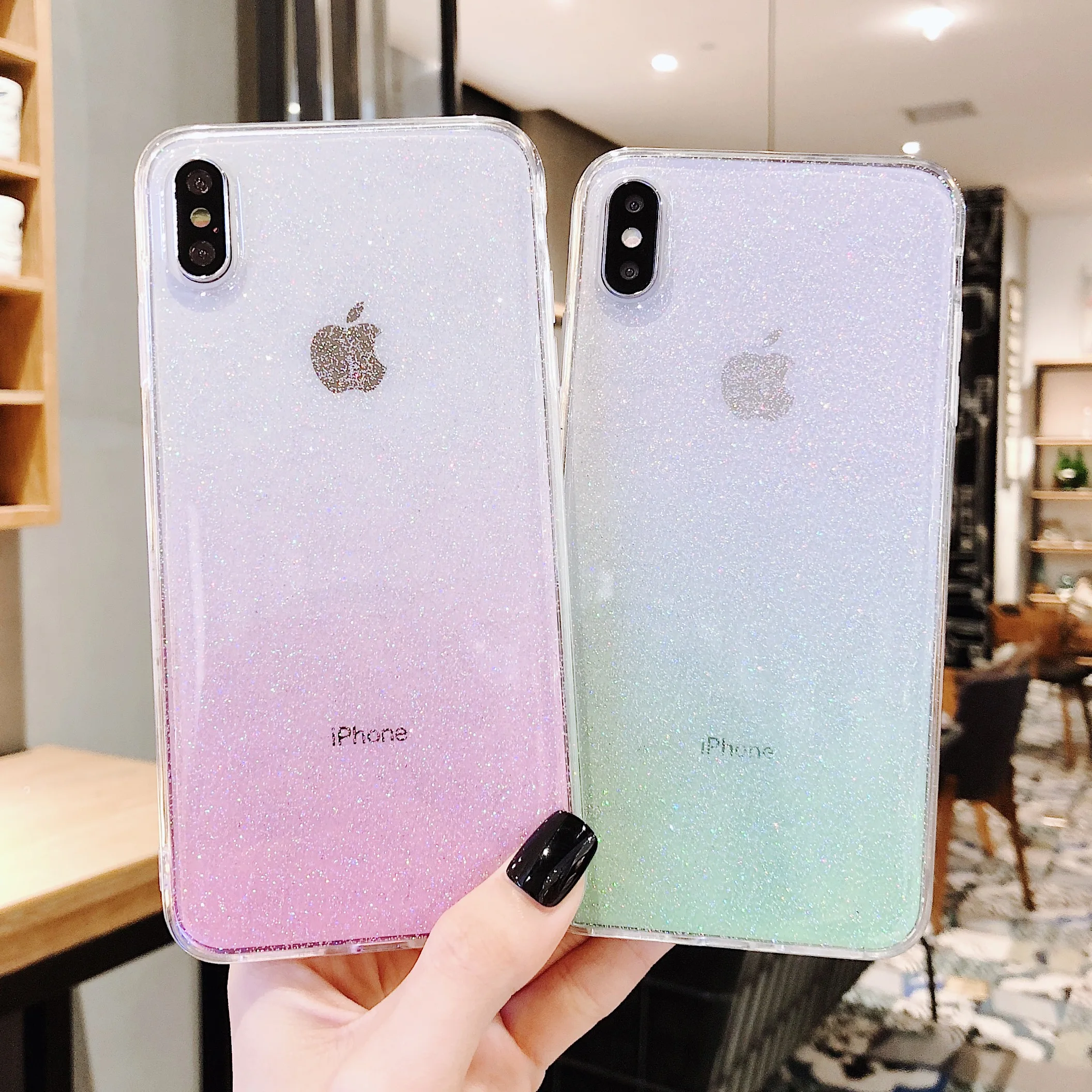 Блестящий Прозрачный чехол для телефона iPhone X XR 11 Pro XS Max 8 7 6S 6 Plus Мягкий из ТПУ