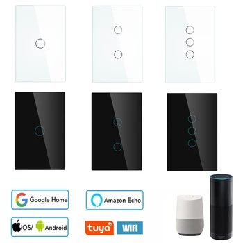 

Smart Switch 1-3Gang US Standard WiFi & RF 120 Type Smart Wall Touch Light Switch Smart Home Automation Module No Neutral Wire