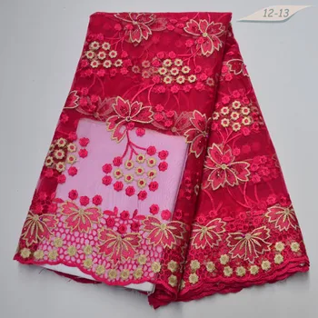 

African Lace Fabric 2020 Embroidered Nigerian Laces Fabric High Quality French Tulle Lace Fabric For 04