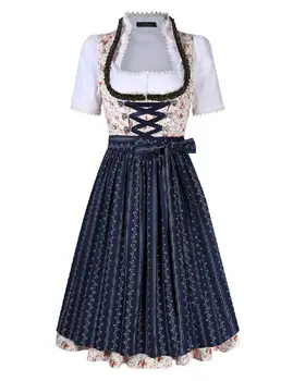 

MISSKY Women's Floral Lace Up with Buckle Layered Casual Dresses Suit for Oktoberfest