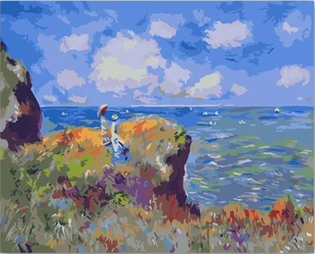 

DIY colorings by numbers with colors Cliff Walk at Pourville Monet picture drawing painting by number acrylic paint framed Home