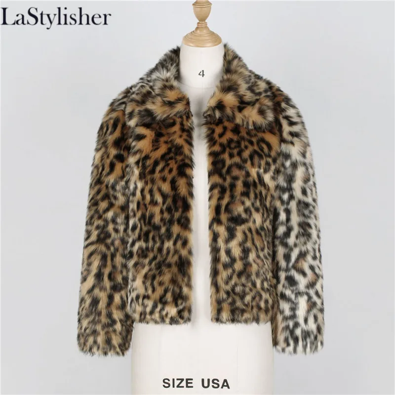 leopard Плюшевое меховое пальто размера плюс, леопардовая куртка большого размера с отложным воротником, женское меховое пальто на пуговицах, женская зимняя меховая одежда - Цвет: leopard
