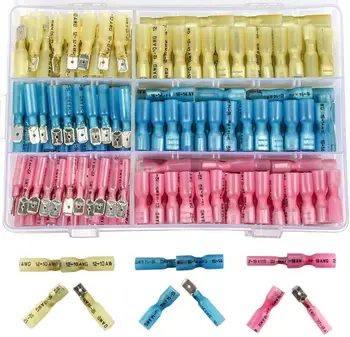 

220pcs Wire Spade Connectors, Heat Shrink Female Male Spade Terminals Electrical Crimp Connector Kit