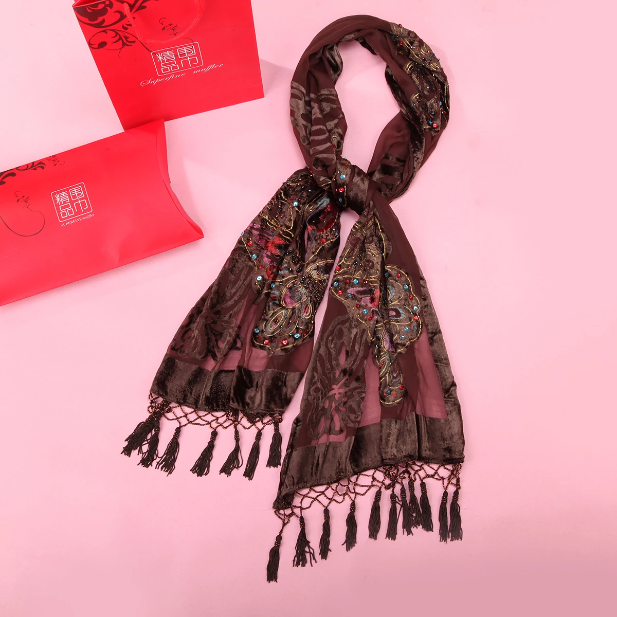 

Long Mesh Bufanda Cachecol Feminino Tassels Scarves Female Jacquard Artificial Cashmere Muslim Hijab Black Shawl